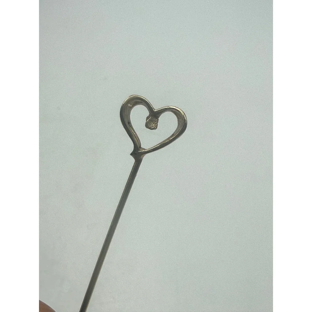 Vintage Gold Tone Heart Stick Pin with Dark Stone Accent Lapel Scarf Pin